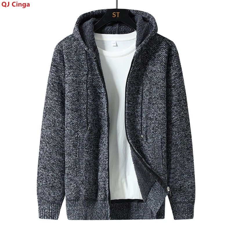 

Men's Gray Long-sleeve Hooded Jacket for Fall and Winter—a Stylish, Casual Knit Coats Available in Red or Black.