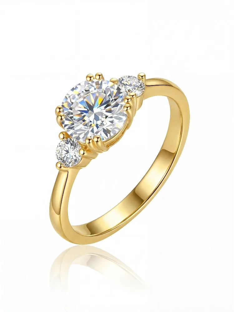 DWJ 1.2CT Moissanite Rings for Women Real 925 Sterling Silver 18K Gold Double Round Solitaire Diamond Halo Ring Wedding Jewelry