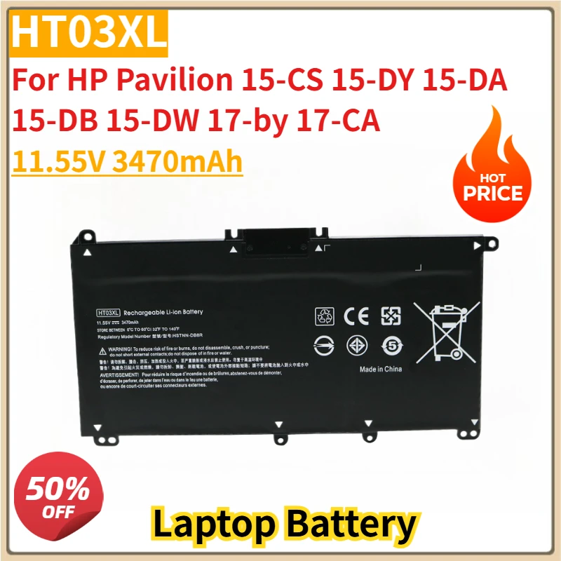 

New HT03XL Replacement Laptop Battery 11.55V 3470mAh for HP Pavilion 15-CS 15-DY 15-DA 15-DB 15-DW 17-by 17-CA