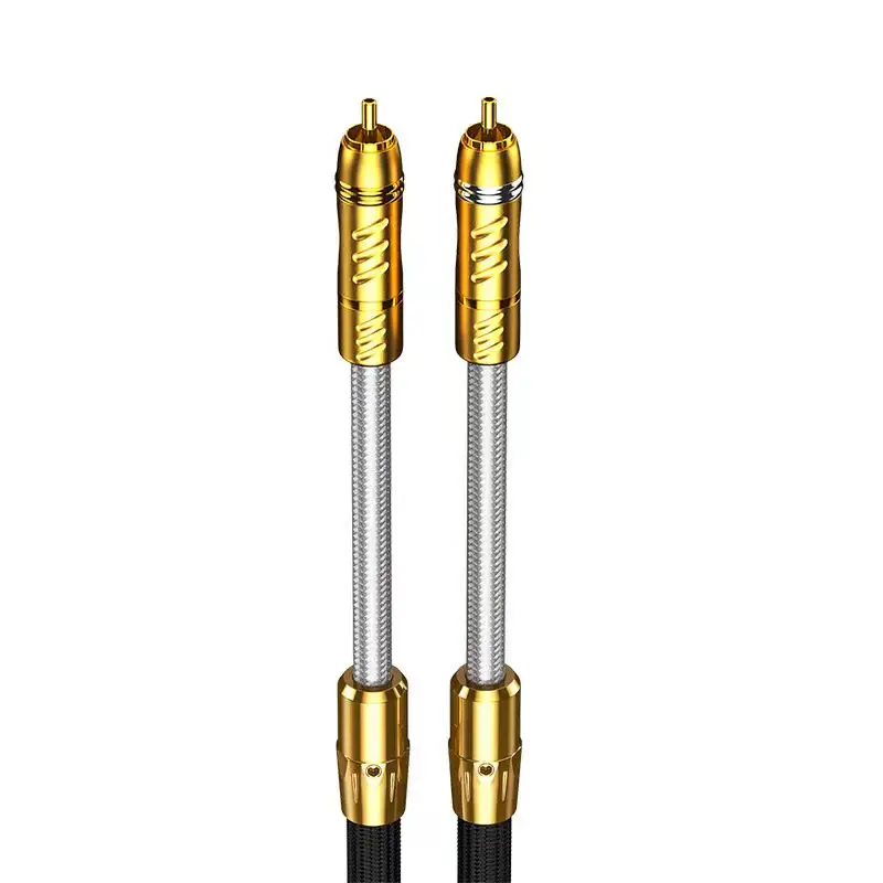 GT-900 PRO dual core pure silver dual lotus HIFI audio amplifier CD front stage self-locking RCA audio signal cable