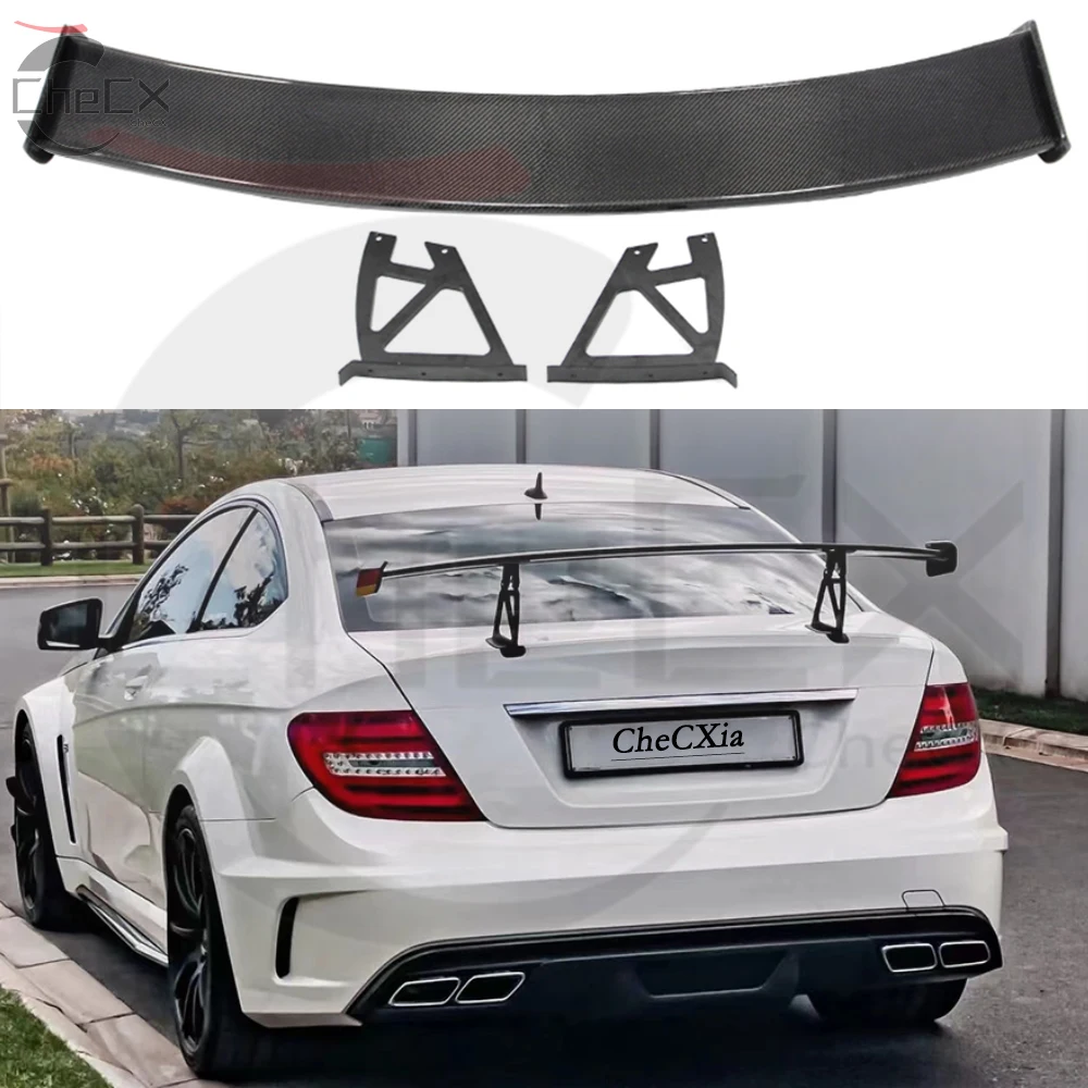 For Mercedes Benz W204 C63 AMG Coupe 100%Real Carbon Fiber Black Series Trunk Spoiler Rear Wing 2Door 4Door 2007-2014 BS Style