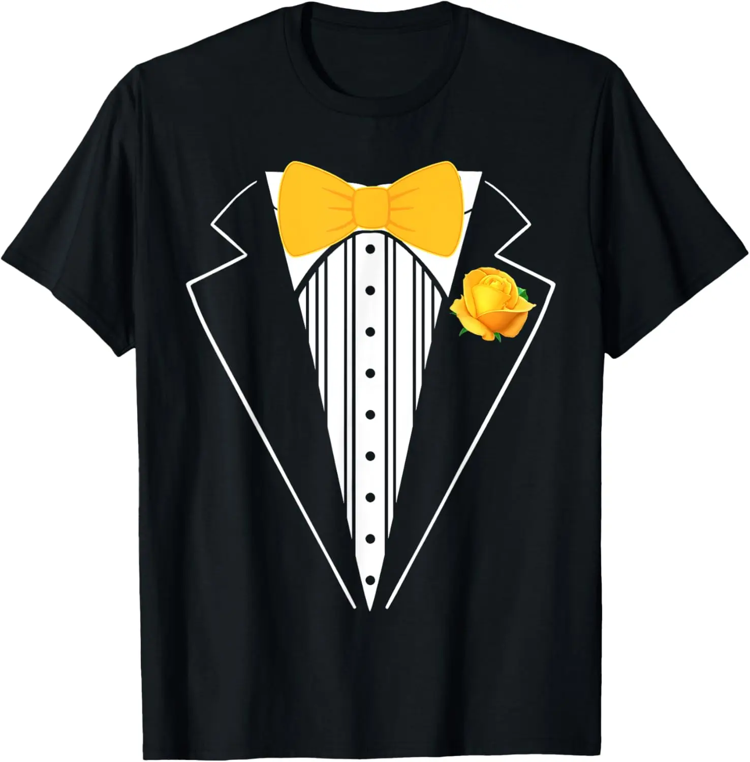 

Funny Kids Adult Yellow Rose Bowtie Tuxedo Costume T-Shirt