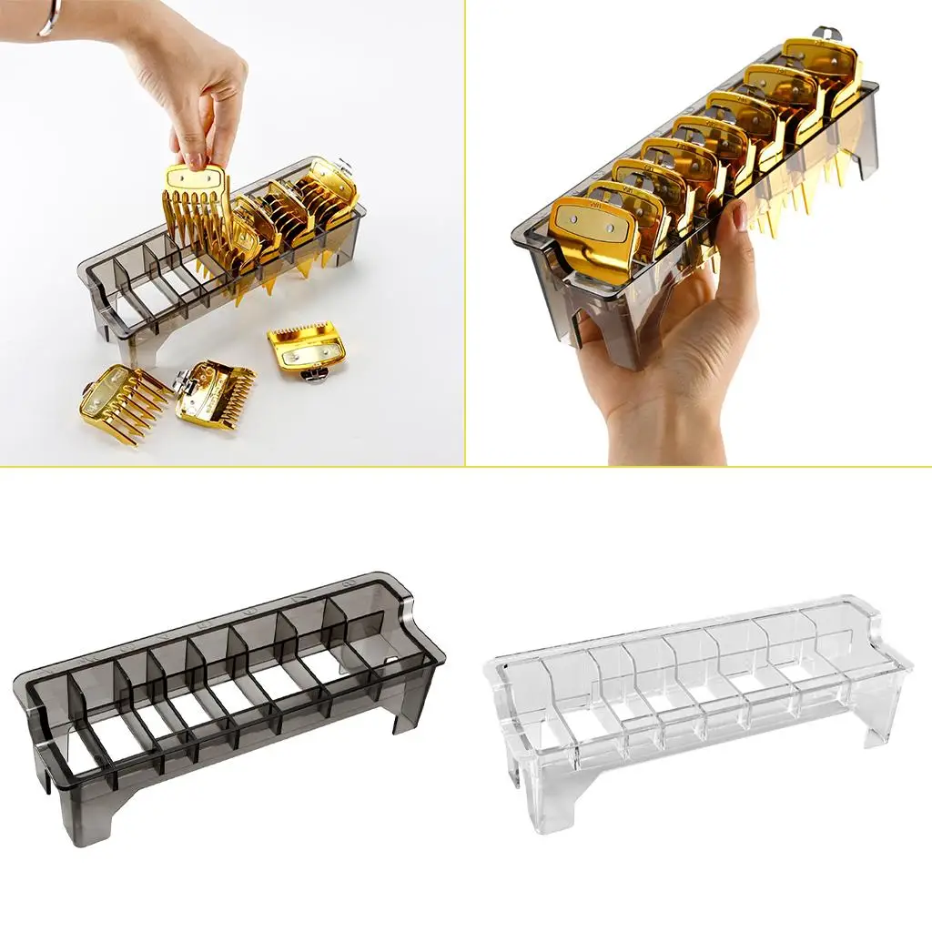 Organizador de pente de limite de guia de plástico, 8 grades, caixa de armazenamento retangular, rack para pente de cabelo para guia, recipiente de pente de limite