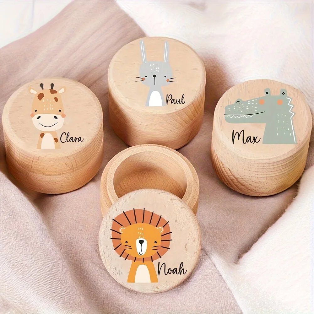 Custom Wooden Animal Tooth Fairy Box This Personalized Gift Box Features Adorable Lion Rabbit Crocodile Storing Lost Teeth Hair