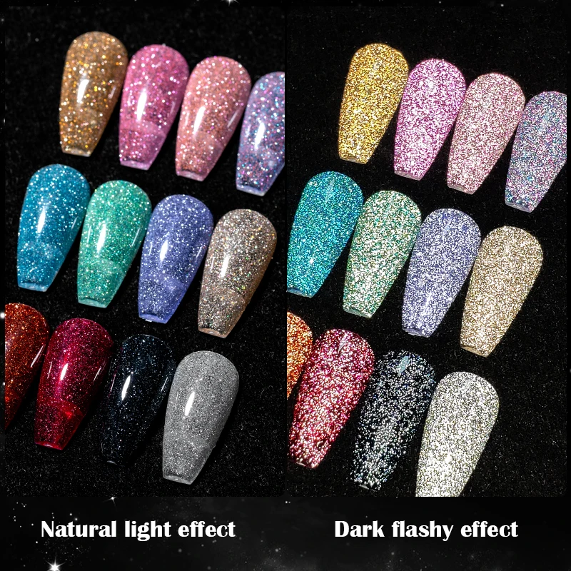 MTSSII 5ml Smalto per unghie gel riflettente glitterato Champagne dorato Argenteo Rosa Viola Pittura francese Disegno Nail Art Gel UV