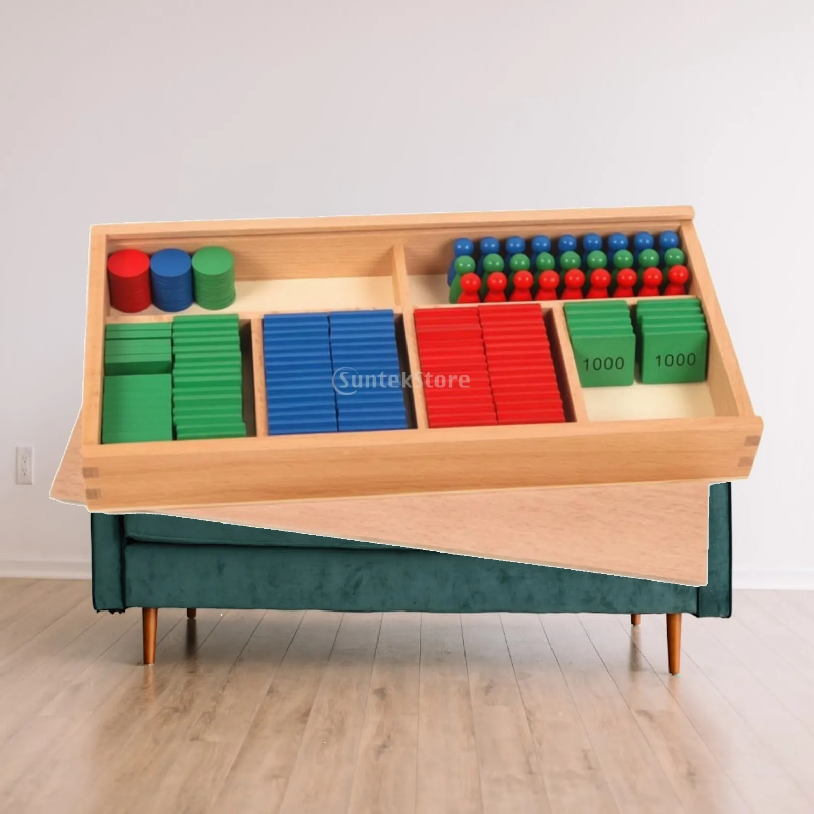 Place Value Blocks Hands-on Math Manipulative Math Toy with Tray Tactile Set Colorful for Preschoolers, Homeschool, Classroom