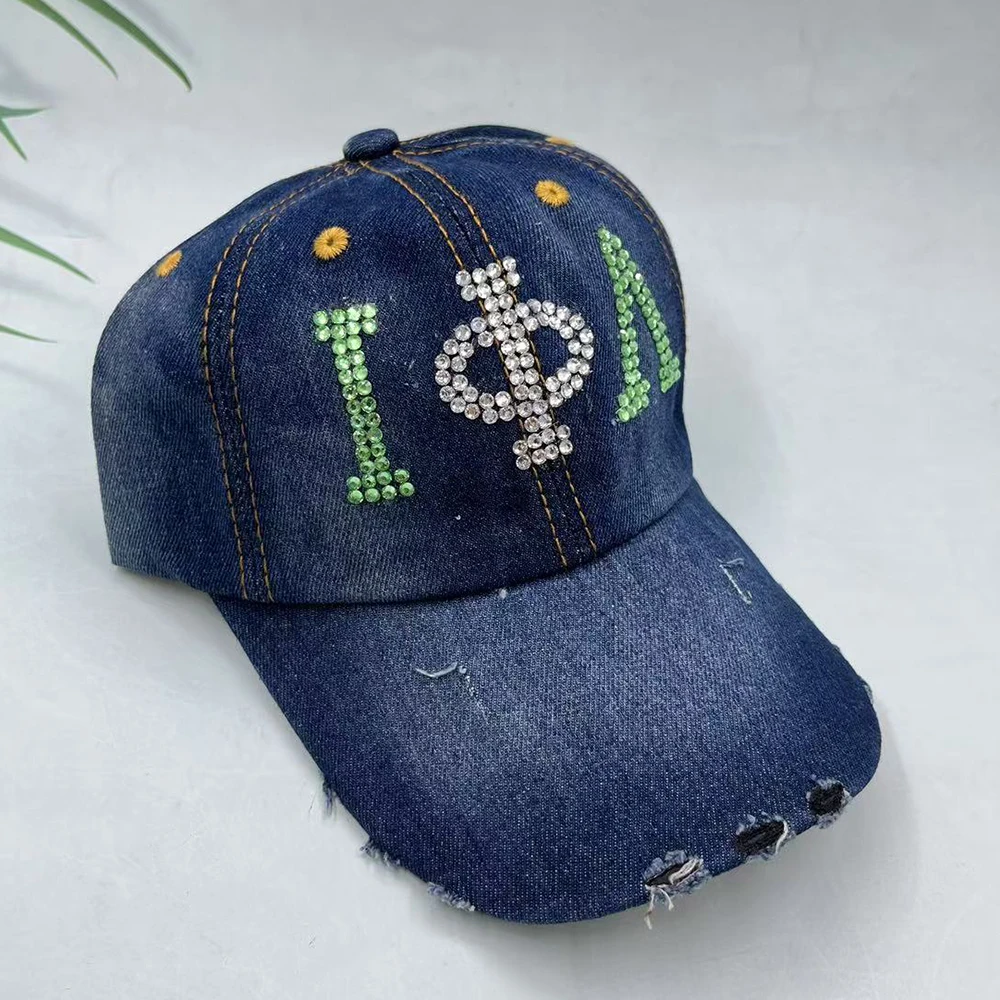 Iota Phi Lambda Greek logo letter rhinestone hat for sisters