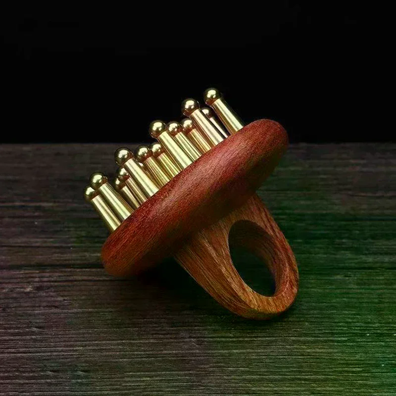 Head Meridians Massage Comb Copper Sandalwood Meridians Fine Tooth Comb Needling Guasha Scalp Massage Brush Relax Body Massager