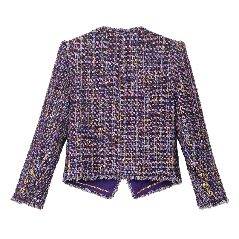 New Style Fashionable and Elegant Socialite High-End Temperament Design Casual Handmade Combed Tweed Jacket