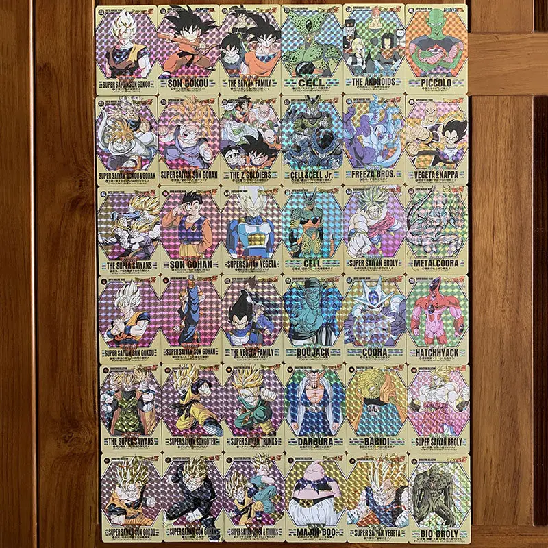 36pcs-set-dragon-ball-z-1-6-bullets-diy-grid-flash-card-super-saiyan-son-goku-cell-the-androids-piccolo-tcg-game-collection-card