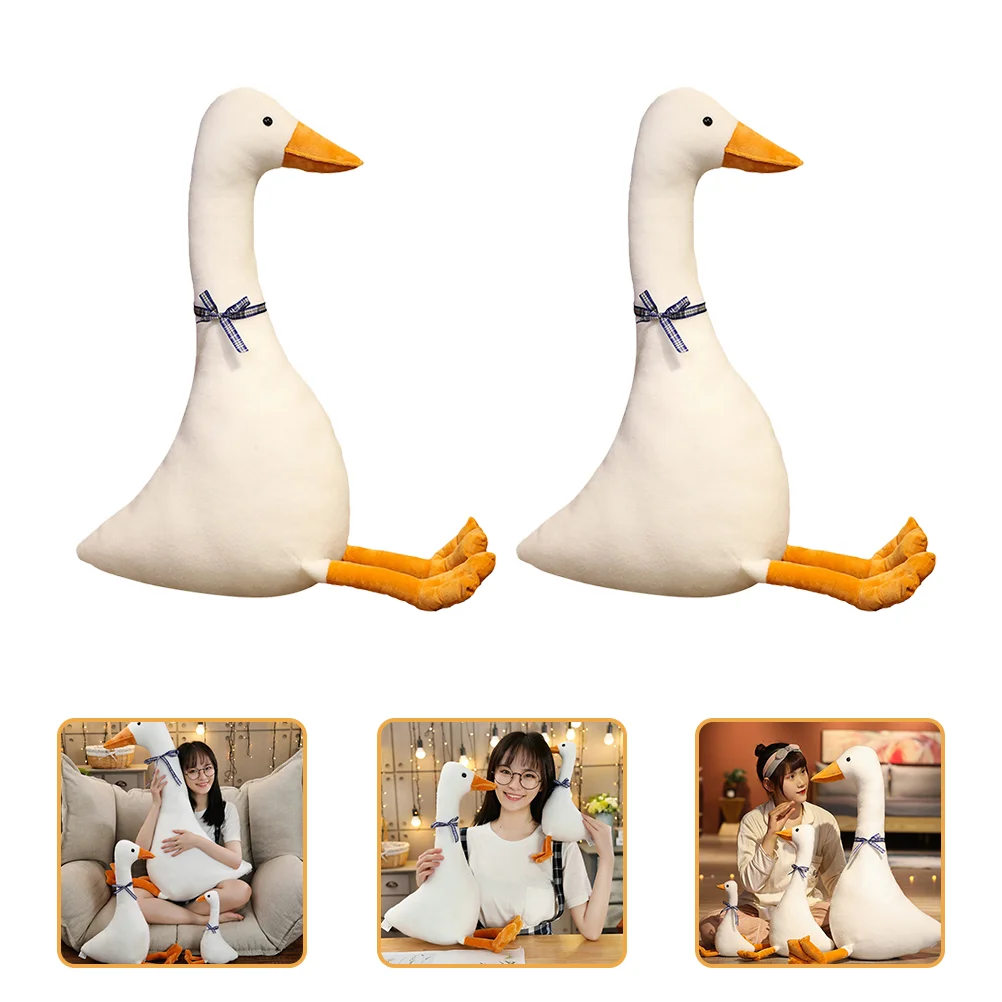 2 Pcs Plush Toy Animal Toys Stuffed Animals Goose One Generation of Big White