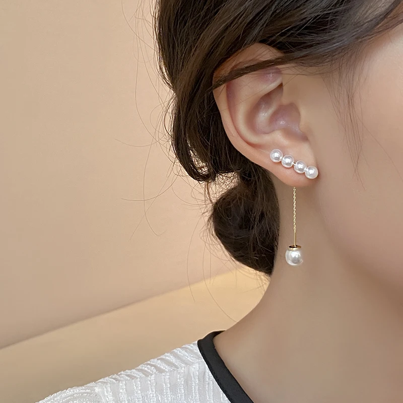 2025 Unusual Design Metal Earline Pearl Pendant Earrings For Women\'s Various Wearing Ear Accessories Fashion Jewelry For Girl‘s