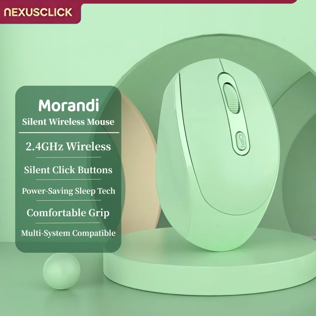 NexusClick Ergonomic Optical Gaming Mouse, Bluetooth Silent Click Wireless Mice Adjustable DPI Battery Powered for PC Computer O