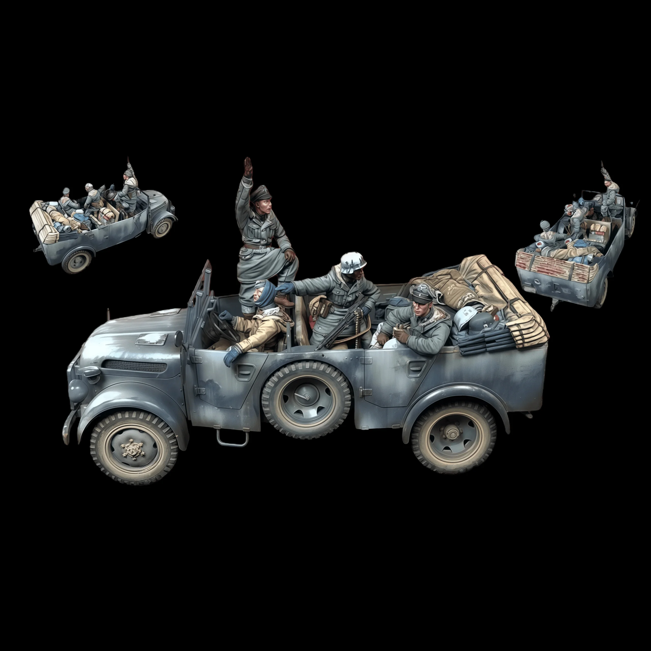 

Комплект для сборки литой под давлением модели из смолы 1:35, GK, солдат из смолы на 4 человека, неокрашенный, нужно собранно (кроме транспортных средств)