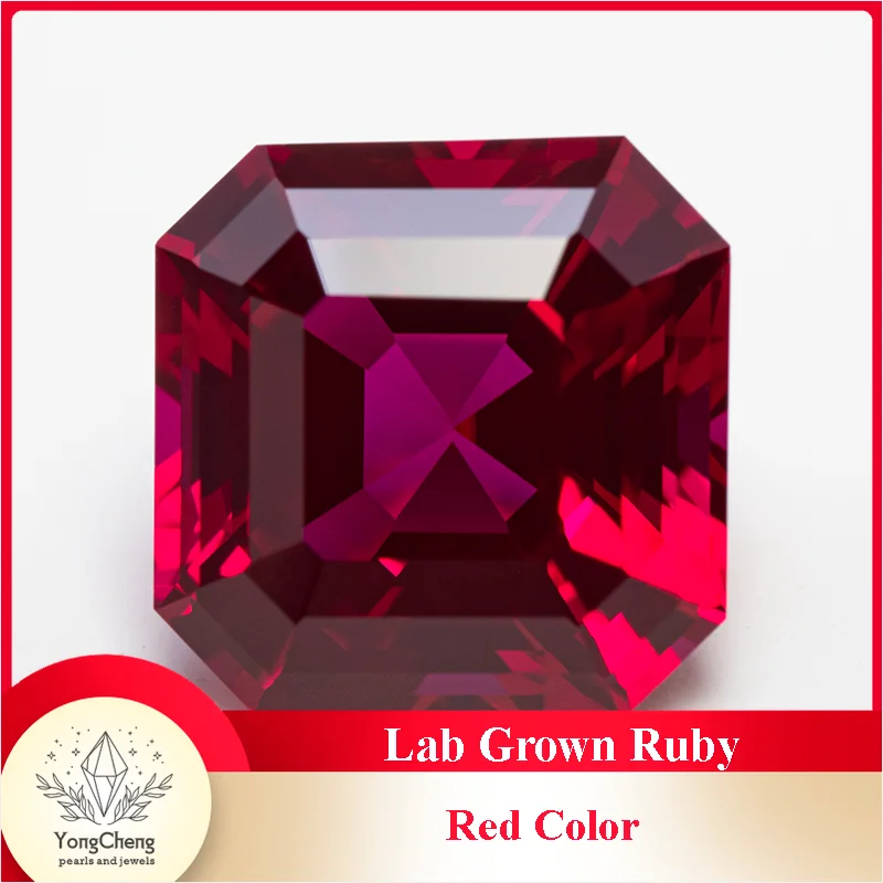 

Top Lab Grown Ruby Asscher Cut Square Red Color VVS1 Gemstone Charms DIY for Jewelry Making Material Selectable AGL Certificate