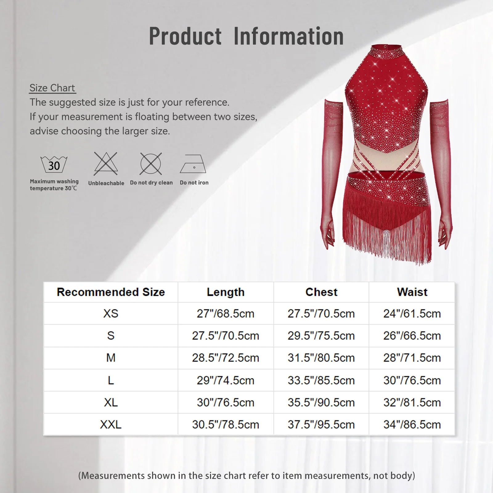 Womens Latin Figure Skating Dance Outfit Sleeveless Tassel Skirted Bodysuit Mesh Gloves Set for Stage Performance Competition
