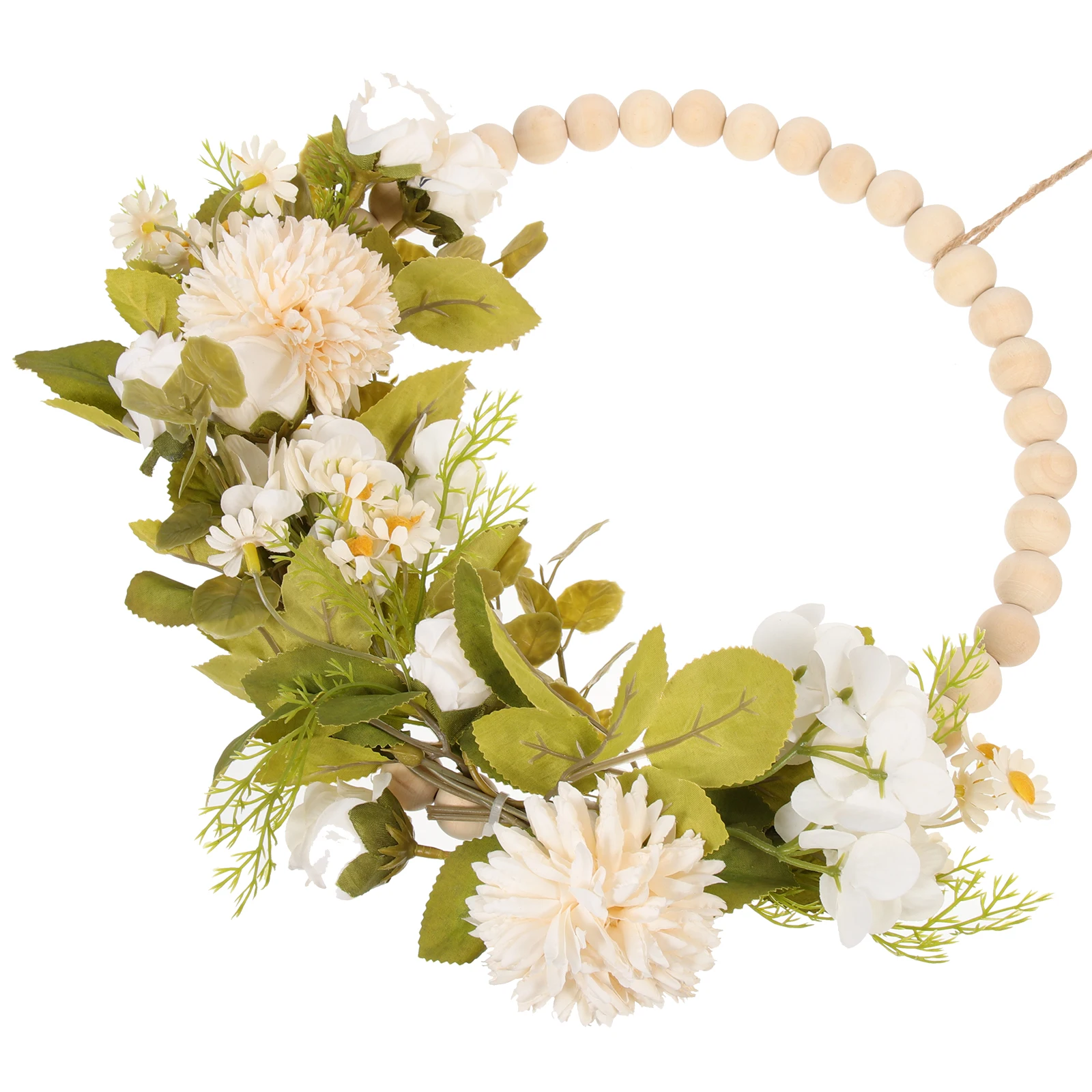 

Greenery Wreath Garland Decor Wall Hanging Wedding Wood Beaded Vintage Door Sign Spring Floral House Plant Ring