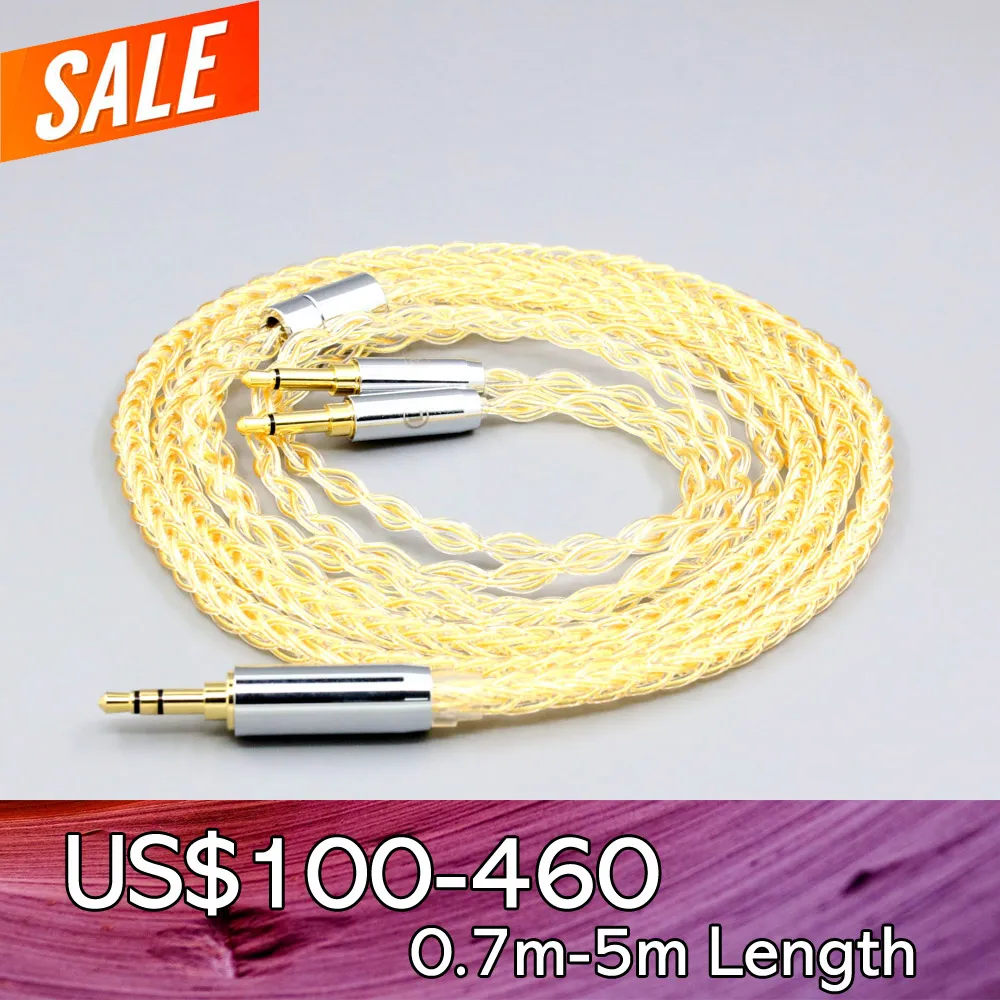 8 Core 99% 7n Pure Silver 24k Gold Plated Earphone Cable For Denon AH-D7200 AH-D5200 AH-D9200 AH-D600 AH-D7100  LN008428