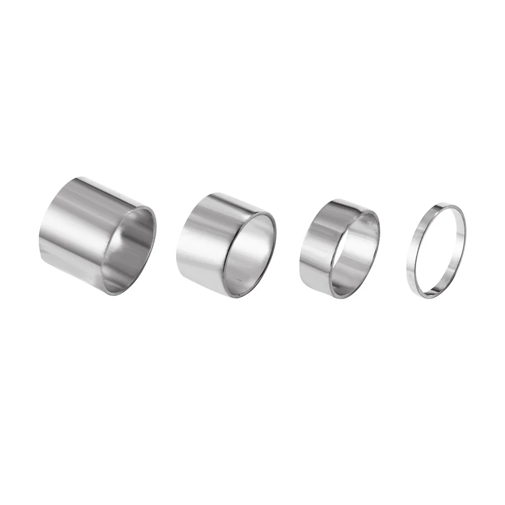 4-piece Set Stainless steel Ring Vintage Wide Geometric Rings For Women Jewelry Korean Index Finger Ring Z60