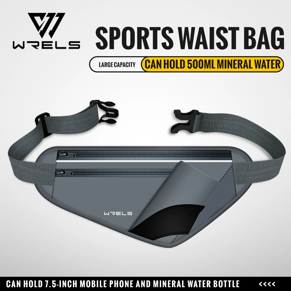 WRELS Running Hydration Belt With Water Bottle Holder Adjustable Fanny Pack for Running Walking Hydration Waist Pack