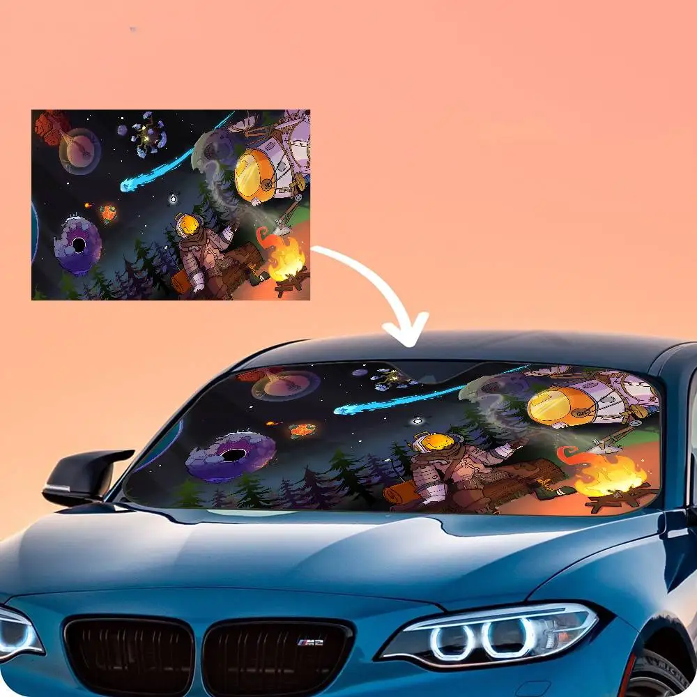 Anime Gamer Outer Wilds Car Solar Protection Heated Windshield Sunshade Car Window Windscreen Cover Sun Shade Auto Sun Visor