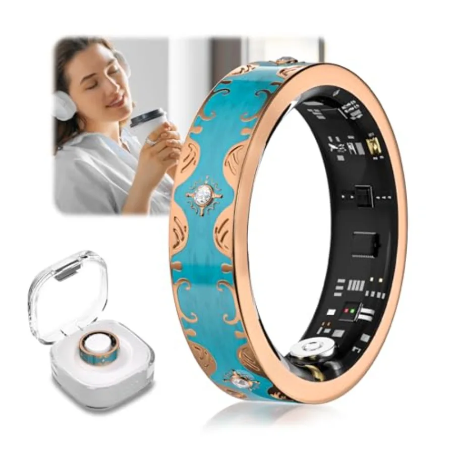 

Умное кольцо Diamond 7-го поколения для женщин, синее, 9 функций, усовершенствованный трекер здоровья для отслеживания физического состояния и активности, с рейтингом 1-0 по индустриальному стандарту