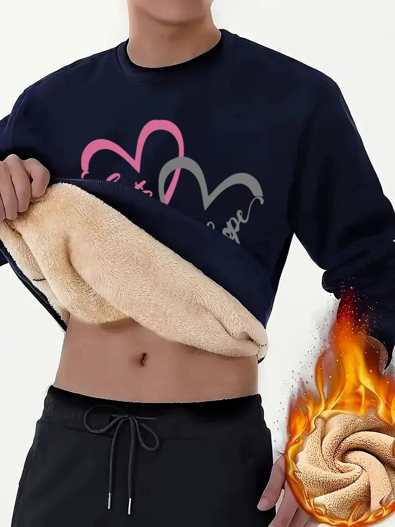 

Men's autumn and winter velvet thickened fashionable printed hoodie made of polyester fiber and machine washable as a base coat