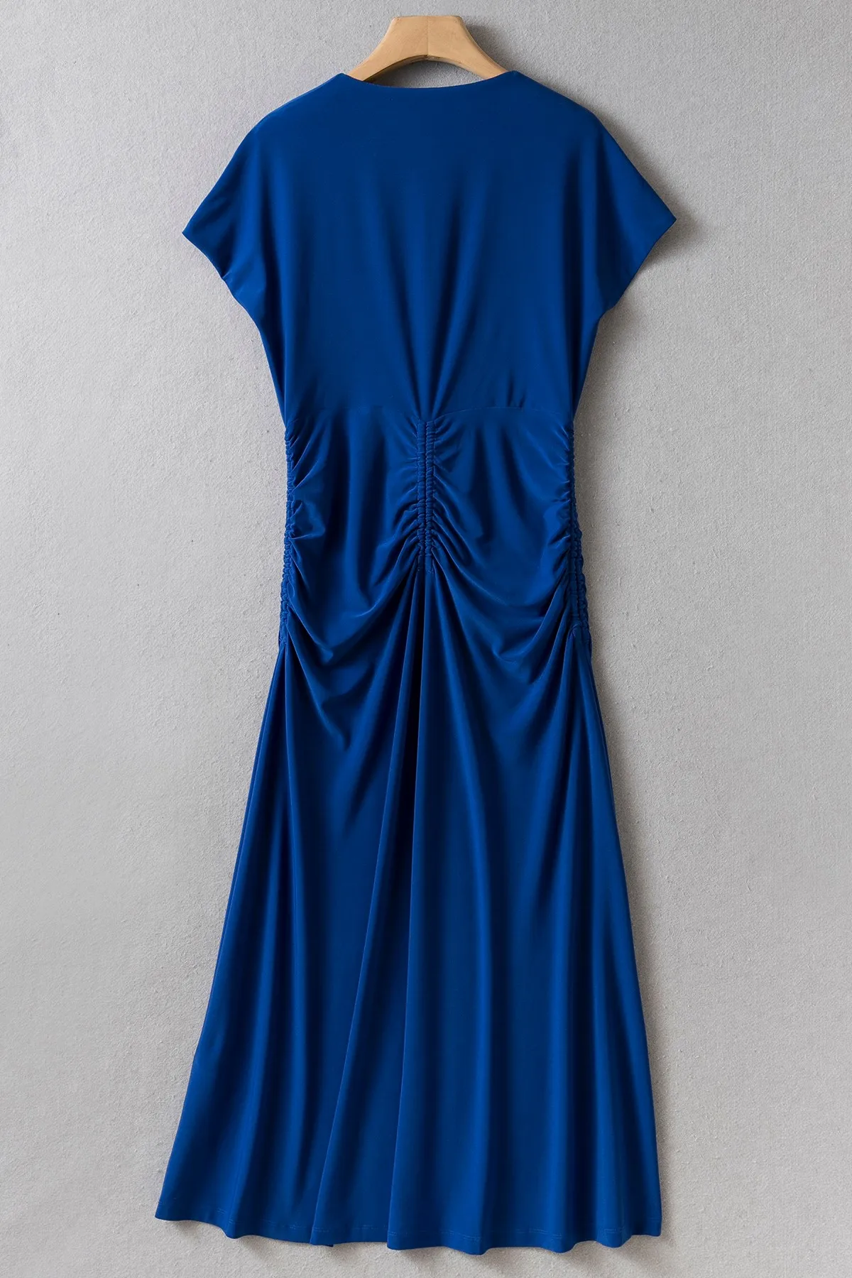 Robe mi-longue élégante à encolure en V pour la présidence, bleu royal, torsadé, UK 8-UK 18