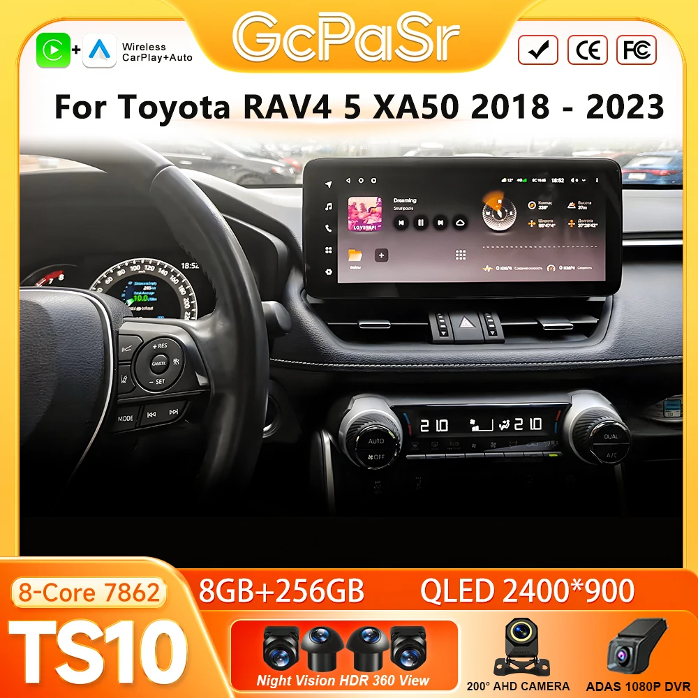 Car Radio Carplay For Toyota RAV4 5 XA50 2018 - 2023 Multimedia Player Android Auto GPS Navigation Autoradio 5G Wifi Display DVD