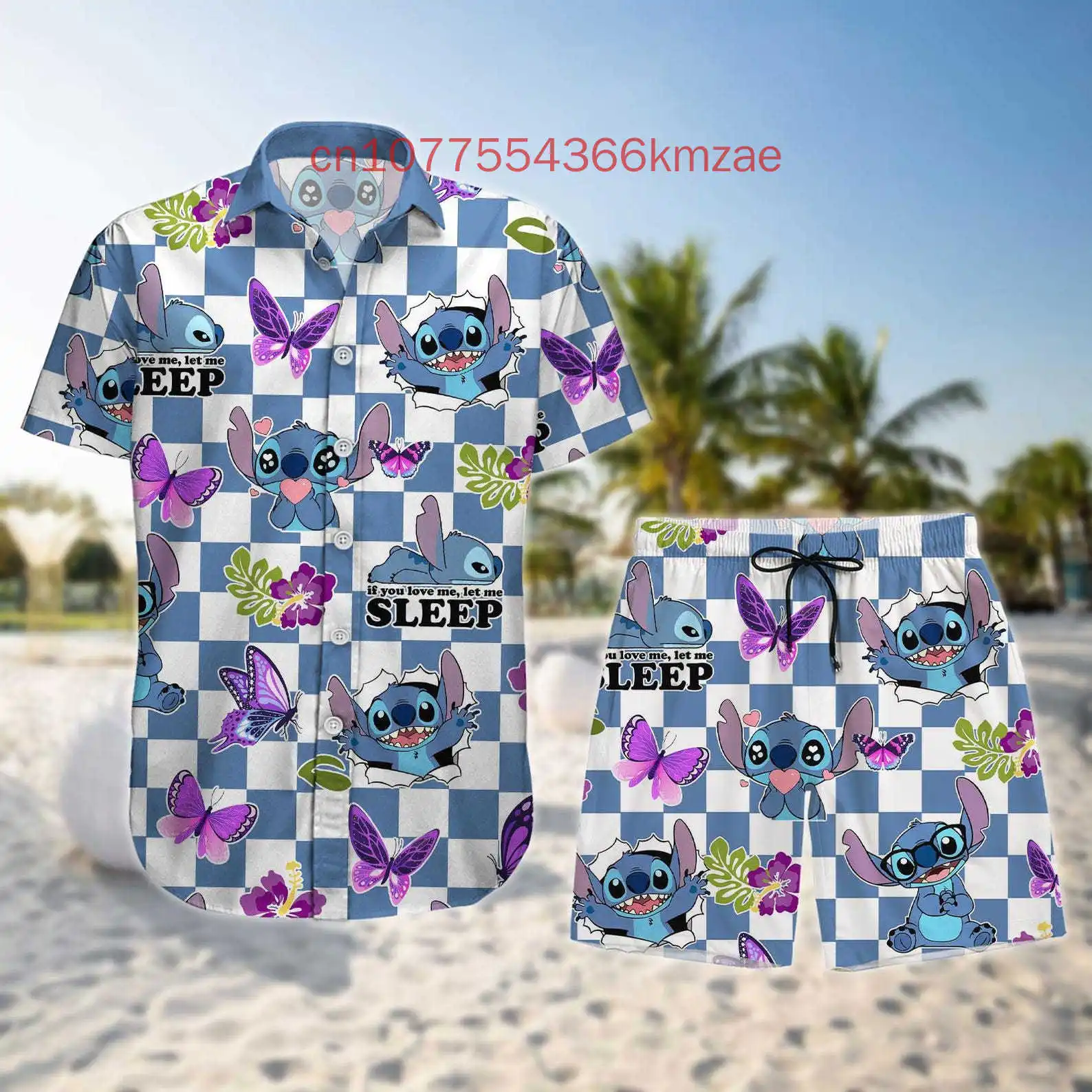Stitchเสื้อฮาวายและกางเกงขาสั้นพิมพ์3D 2025 ใหม่Disneyฤดูร้อนวันหยุดสบายๆและแฟชั่นStreetเสื้อแขนสั้นชุด