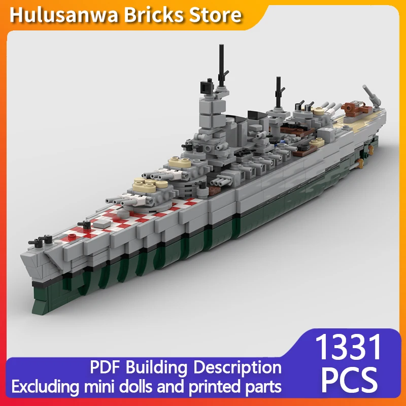 Italy Military Battleship Model MOC Building Bricks War Equipment Modular Technology Gifts Holiday Assemble Children Toys Suit
