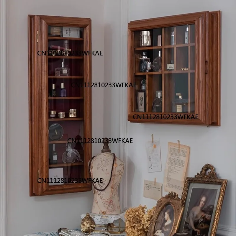 Vintage Storage Box Nordic Solid Wood Wall Storage Holders Desktop Luxury Aesthetic Display Cabinet Bedroom Decorations