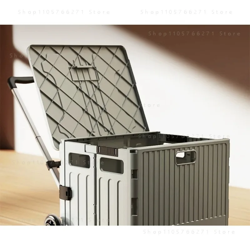 Household large multi-functional shopping cart movable portable folding shopping cart trolley stall camping storage box