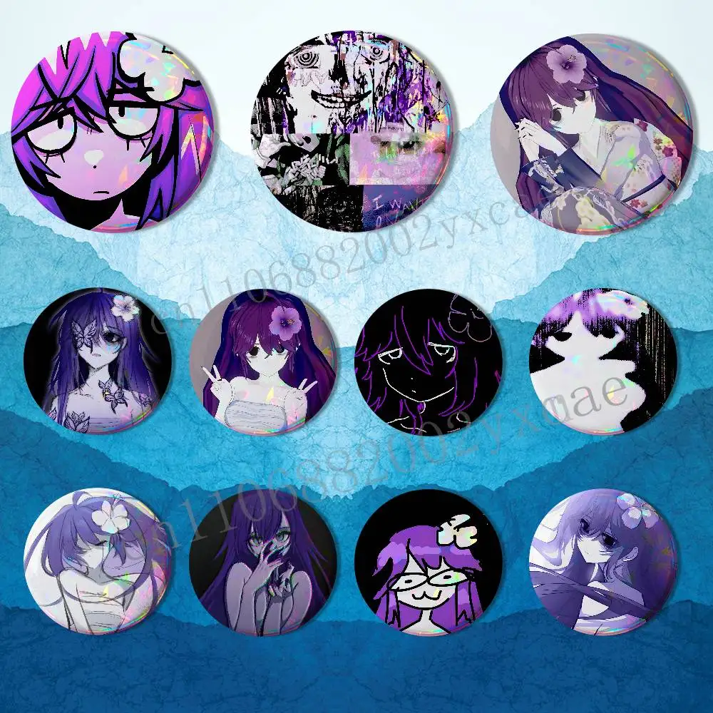 

Schizofrenia game Skitzofrenia Simulation Reflective Pin Tinplate Round Brooch Cartoon Cosplay Badges for Bag Hat Toys Gifts