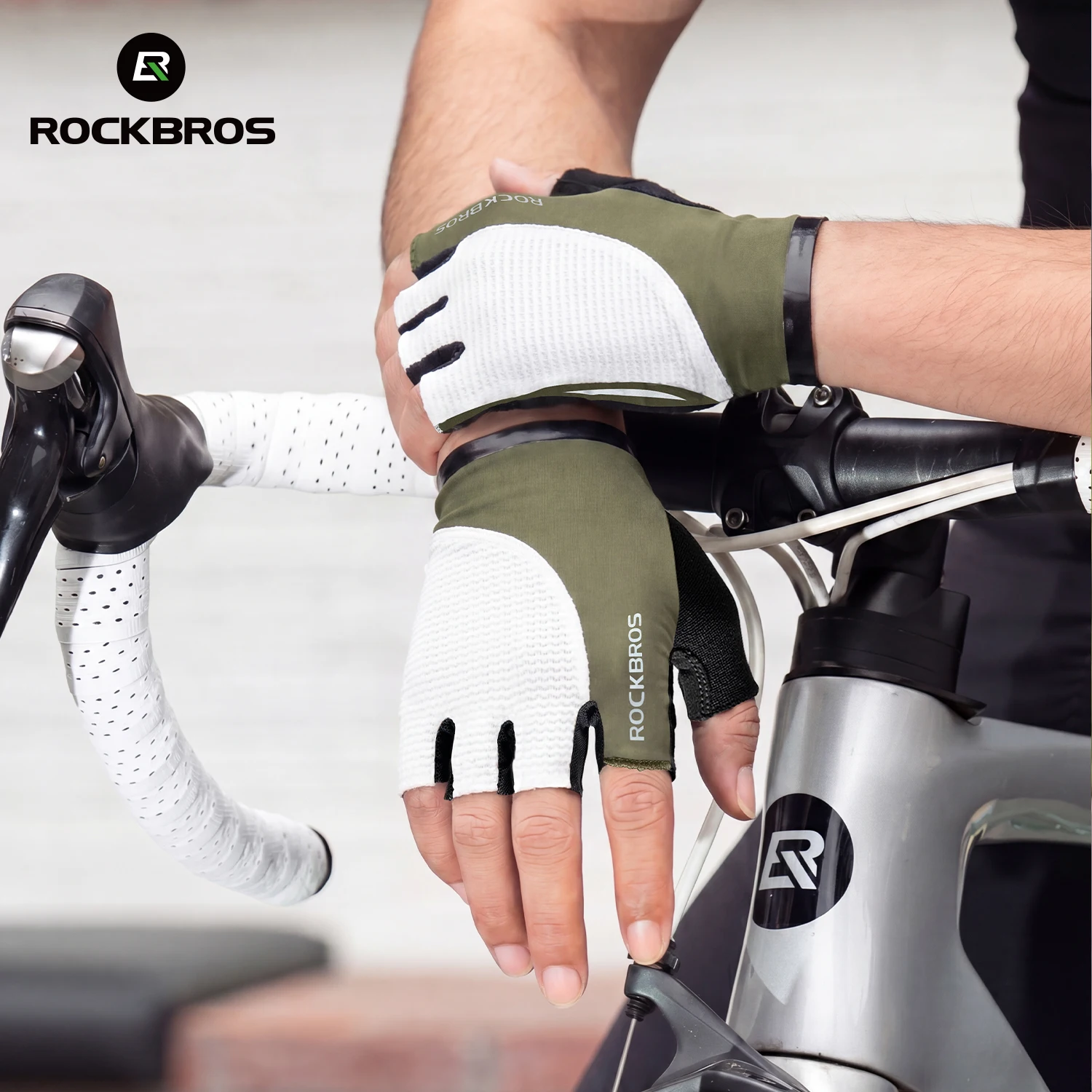 ROCKBROS Bike Gloves Men Women Summer Breathable Half Finger Gloves Anti-slip SBR Shockproof Photochromic Bicycle Cycling Gloves