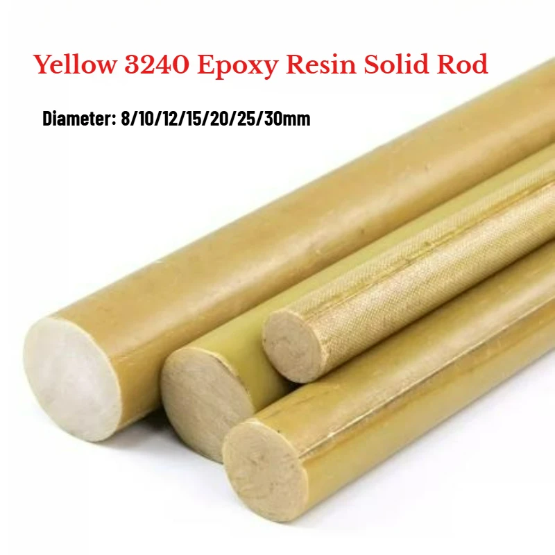 3240 Epoxy Resin Solid Rod Insulated Fiberglass Bar Dia.8mm~25mm High Temp Wear Resistant Engineering Rod for Industrial DIY