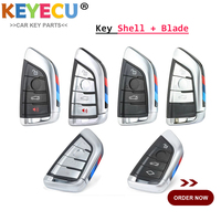 KEYECU Knife Card Style Smart Remote Car Key Shell Case for BMW X5 X6 F15 X6 F16 G30 7 Series G11 X1 F48 F39, Fob 3/ 4 Buttons