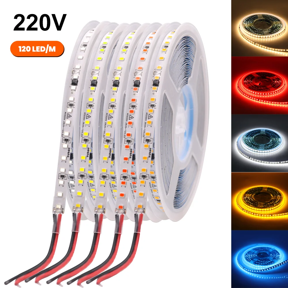 

Super Bright 220V LED Strip 2835 120LEDs/m Flexible Ribbon Rope Tape Light 10M 20M 50M IP44 Waterproof LED Stripe NO Need Driver