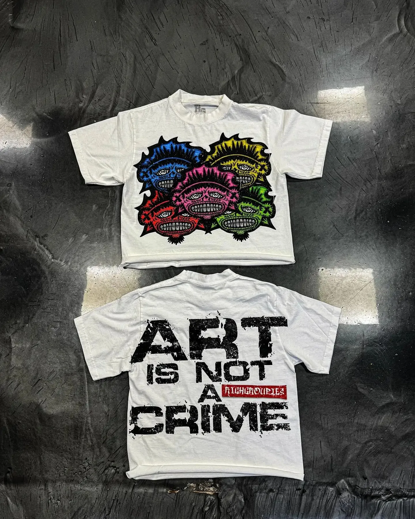 Y2K Retro Fashion Versatile Gothic Oversized Printed Short-sleeved Men's T-shirt Casual Harajuku Streetwear Tops Couple Style