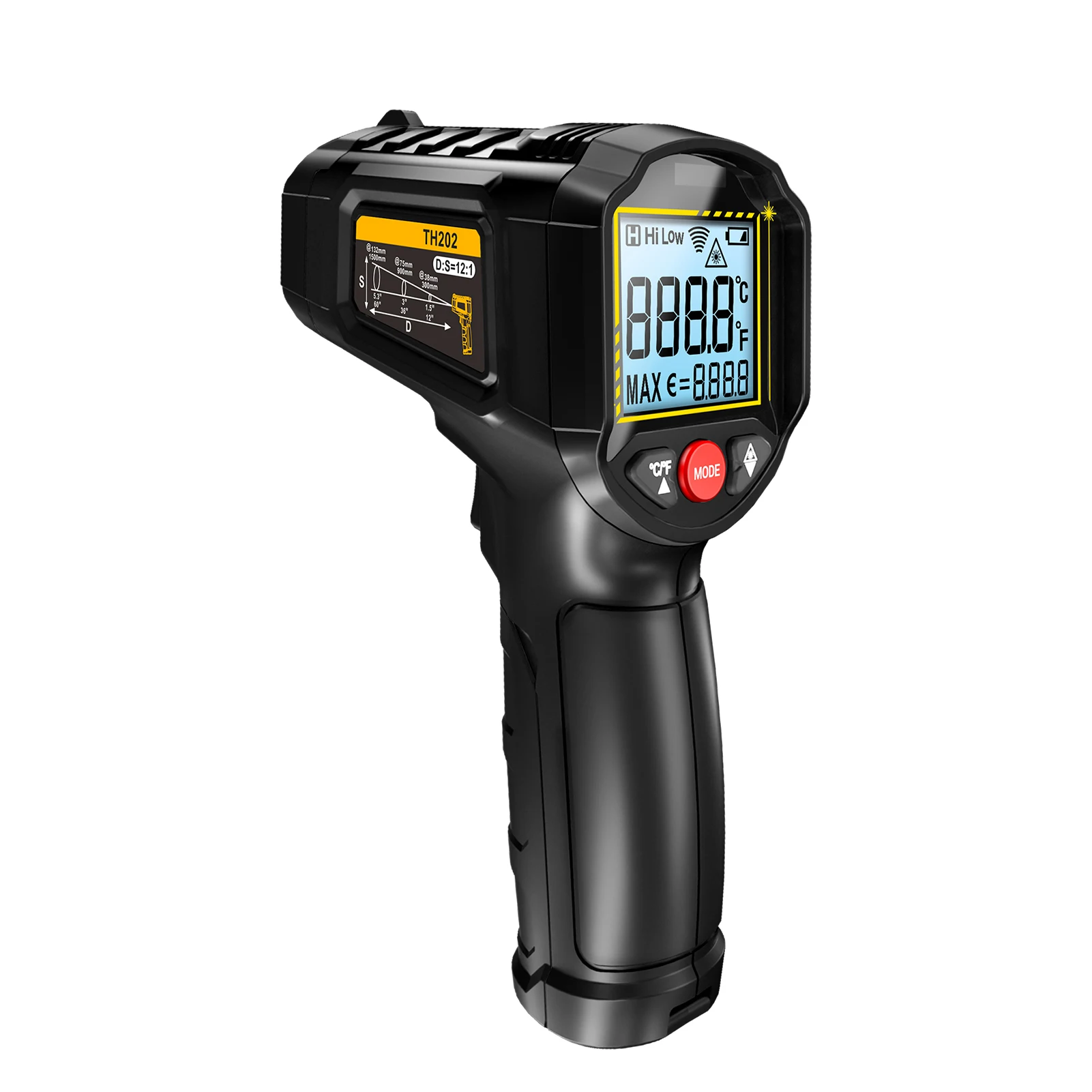 

Инфракрасный термометр с ЖК-дисплеем и подсветкой, бесконтактный, для измерения температуры, -50°C ° С до 600 ° C (-58) ° F~1112 ° F) с регулируемым коэффициентом излучения