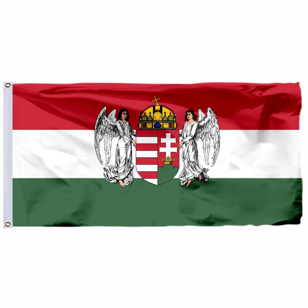 Hungary History 1848-1921 Flag Hungarian Magyarország Crest Coat of Arms Flag Brass Buttonhole for Indoor and Outdoor Decoration