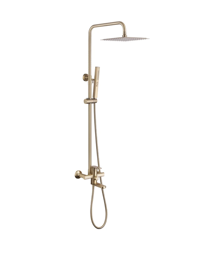 xx-High Quality Single-Handle Brushed Gold Brass Wall-Mounted Rainfall Shower Head Ceramic 3-Function Soft Shower Set For Hotel^