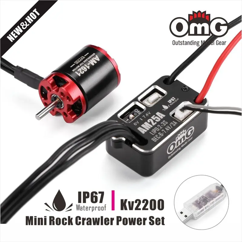 Omg Remote Control Car Accessories Waterproof Mini25a Esc 1621SL motor External rotor brushless 1:18 1:24 Mini Climbing Car Rc