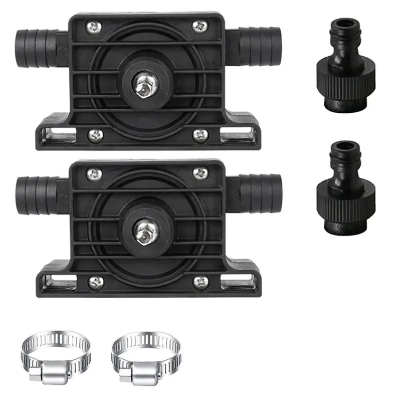 NEW! 2 Pack Hand Electric Drill Water Pump, Portable Mini Oil Pump with Water Hose Quick Connectors Self Priming Fluid Pump