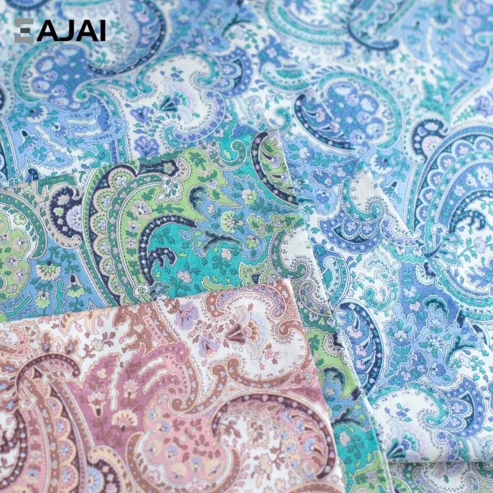 

Cotton Fabric Printed Bohemian Paisley Cloth Material for DIY Dressmaking Sewing Project Craft Supplies Christmas New Year