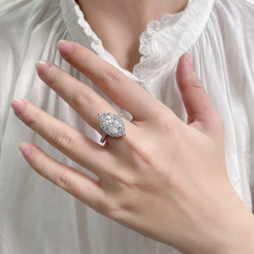 MuShan Brand Jewelry 925 Sterling Silver Ring VVS Moissanite Date Night Ring for Friend 18K Gold Plated MST Patent Jewellery