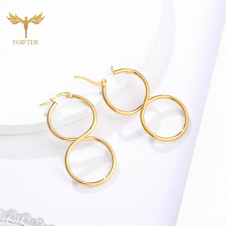 25mm-60mm 8 Number Infinity Earrings Gold Plated Hoops Waterproof Allergy-friendly Stainless Steel Jewelry Women Ear Accessory