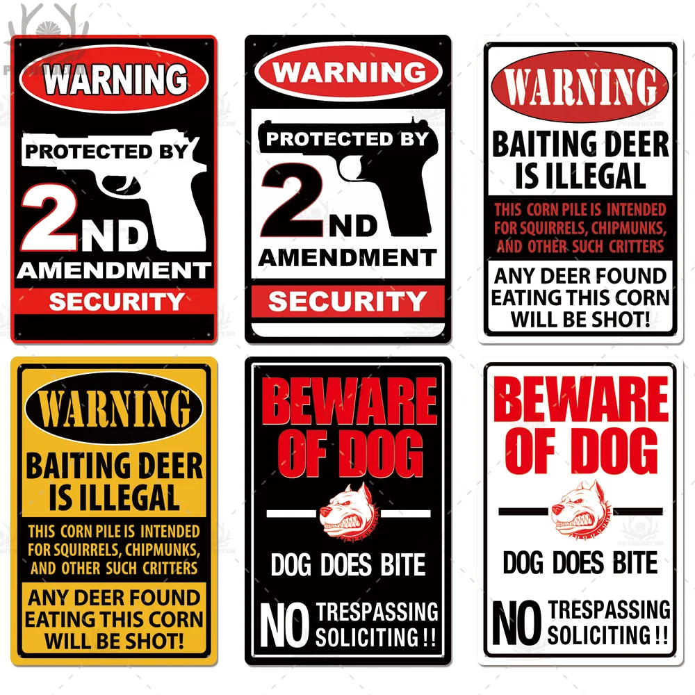 Putuo Decor Beware of Warning Vintage Tin Sign Plaque Metal Plate Guard Dog Signs Wall Art Posters for No Trespassing Farmhouse
