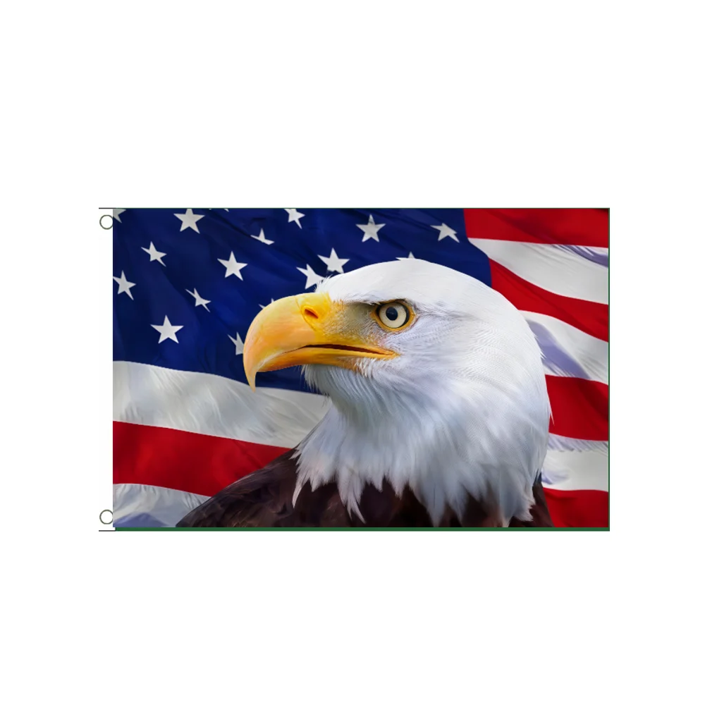 

American Bald Eagle USA Flag 2x3ft 3x5ft Polyester Patriotic Banner for Bedroom Garage Garden Man Cave Outdoor Indoor Decor