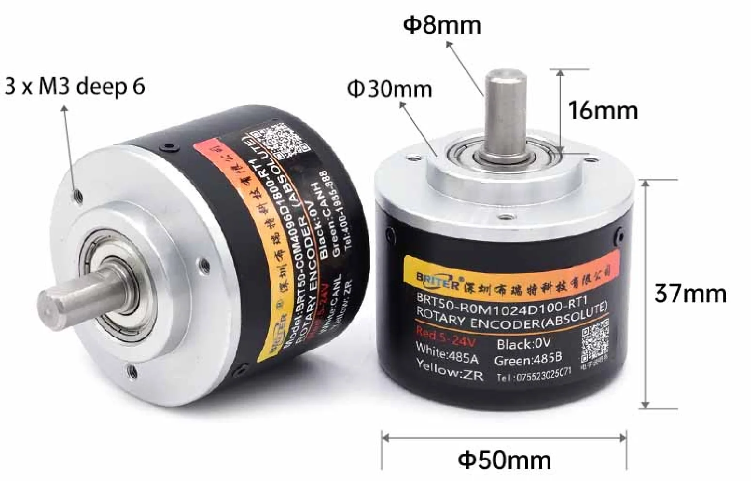 E6B2-C Incremental Rotary Encoder 4096 PPR High Resolution 8mm solid shaft NPN/PNP/Line Driver Outputs IP54 Rated
